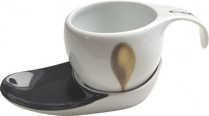 Espressotasse Vision 2tlg Drops black/gold