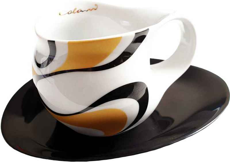 Luigi Colani Porzellan Espresso Tasse wave gold black
