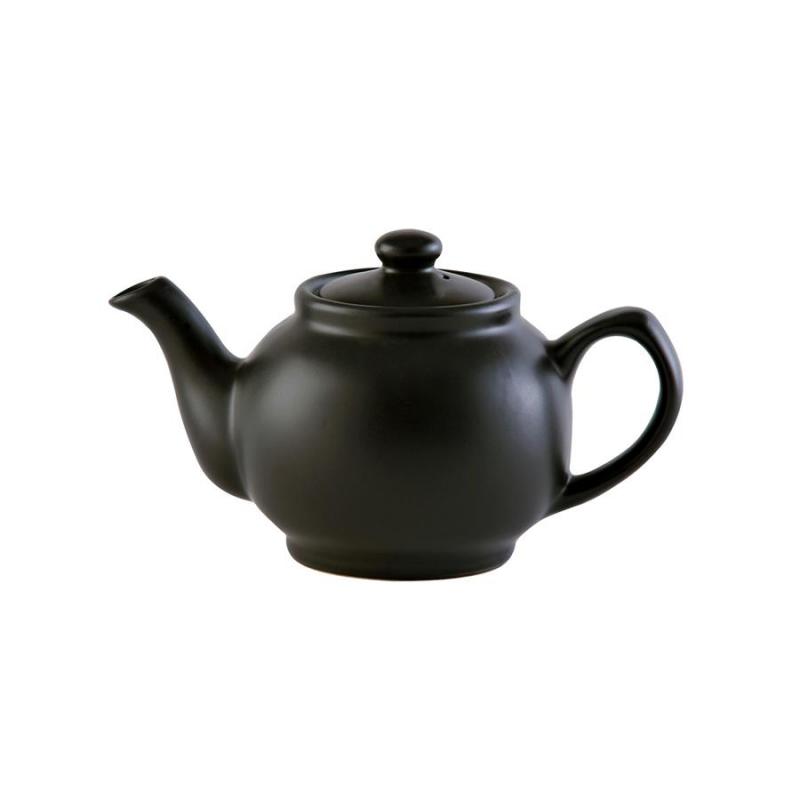 Teekanne 450 ml Steingut matt schwarz, für 2 Tassen