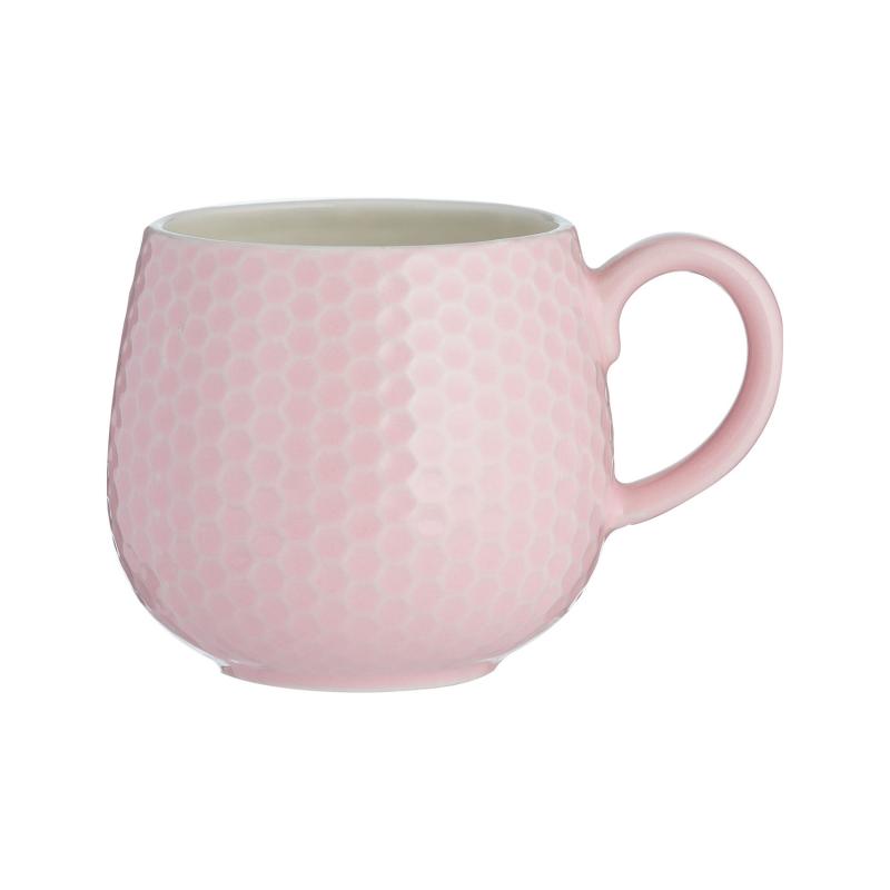 Geprägte Tasse Honigwaben pink, 350 ml