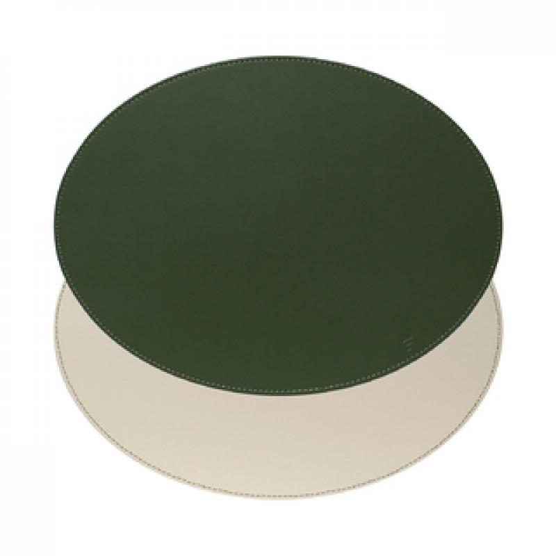 DUO Platzset, Oval, Olivegrün/Elfenbein 45 x 34 cm