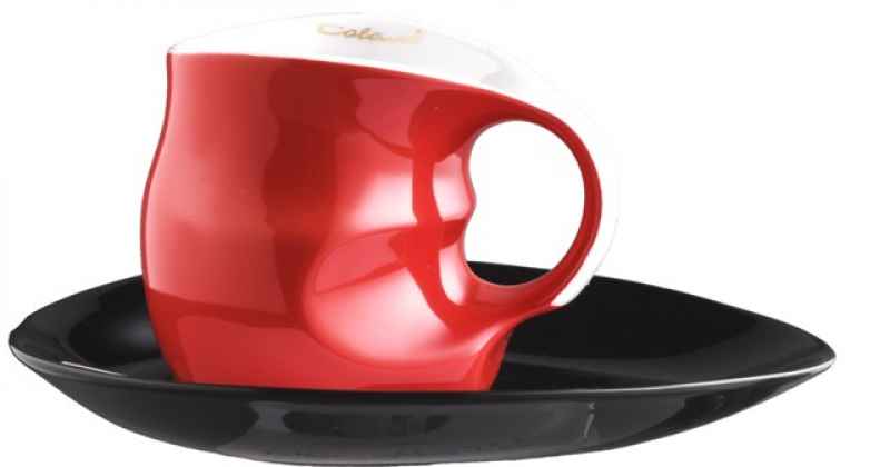 Luigi Colani Porzellan Kaffee - Cappuccino Tasse color red 2 tlg.