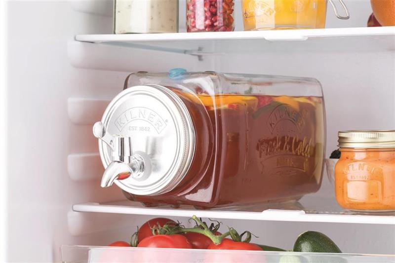 Kühlschrank Getränkespender mit Zapfhahn 3 Liter, Glas/Metall, Maße: 32,7 x  14 x 18 cm - Porzellan und Keramik Shop
