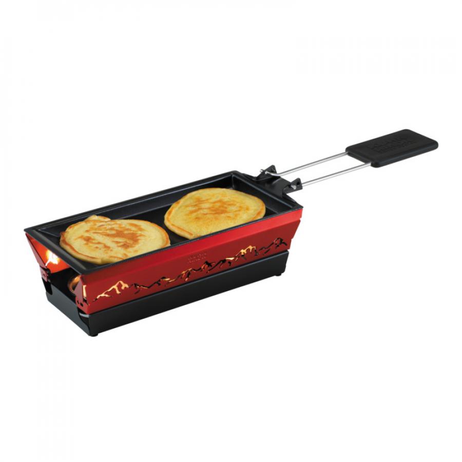 Raclette Set Mini Alpenglühen rot mit Schabern und Teelicht