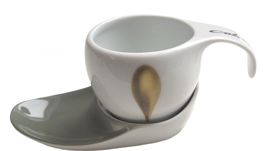 Espressotasse Vision 2tlg Drops grey/gold