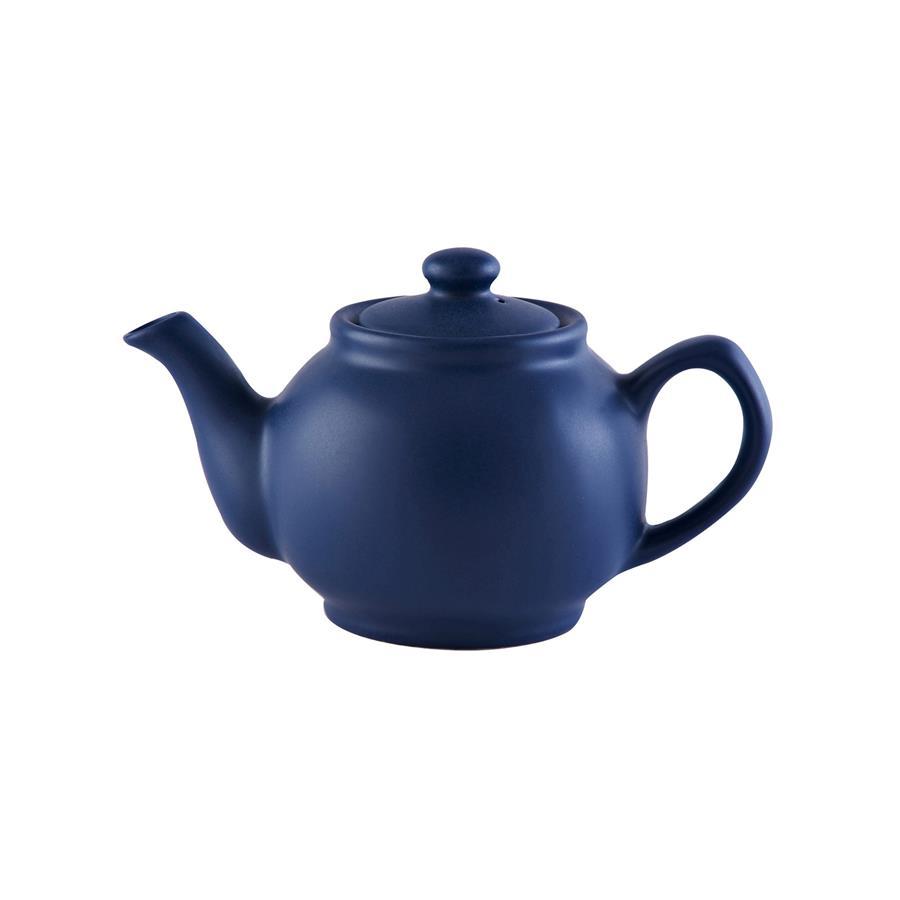 Teekanne 450 ml Steingut matt blau, für 2 Tassen