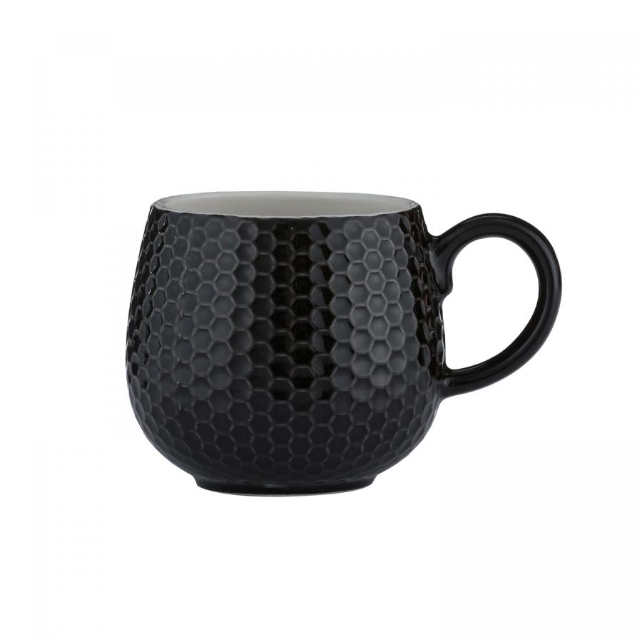 Geprägte Tasse Honigwaben, schwarz, 350 ml