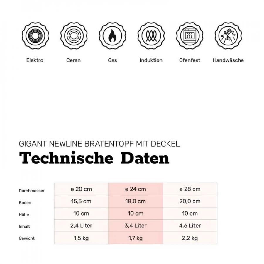 BAF Bratentopf Gigant Newline wahlweise mit Deckel