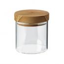 Vorratsdosen Olivenholzdeckel Behälter aus Borosilikatglas 400 ml - rund 10 cm, Höhe 11 cm
